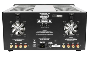 Salon 1 Audio Audio Research REF150SE black stereo tube power amplifier rear panel view with XLR inputs and speaker taps