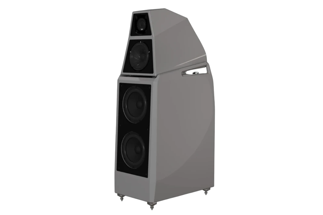 Salon 1 Audio Wilson Audio Sasha V floorstanding speaker in a sleek grey finish with a multi-driver design.