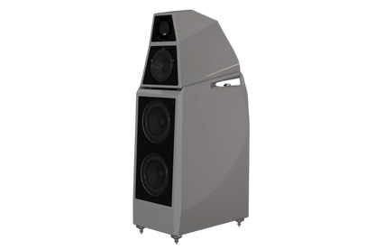 Salon 1 Audio Wilson Audio Sasha V floorstanding speaker in a sleek grey finish with a multi-driver design.