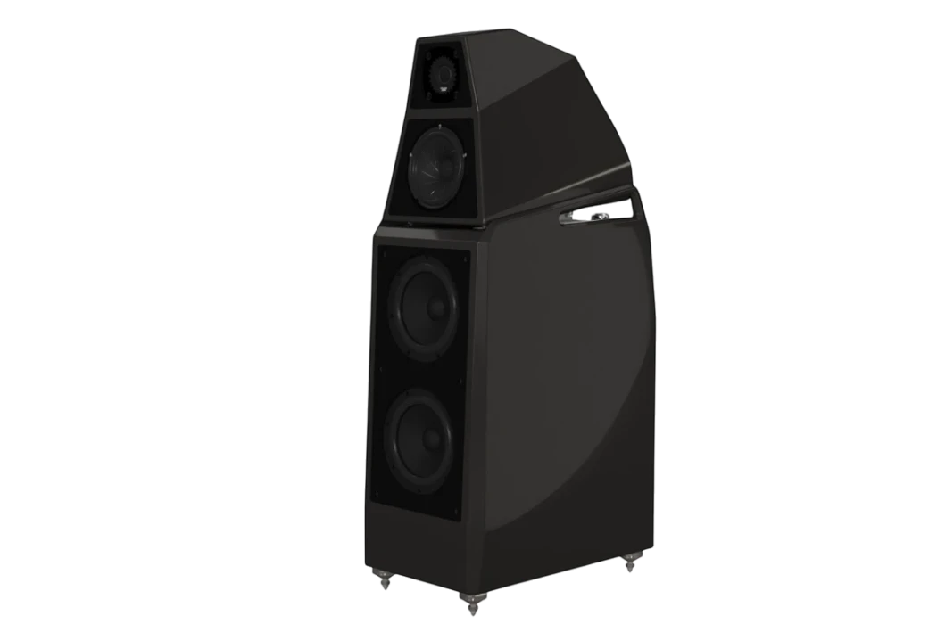 Salon 1 Audio Wilson Audio Sasha V floorstanding speaker in a sleek black finish with a multi-driver design.