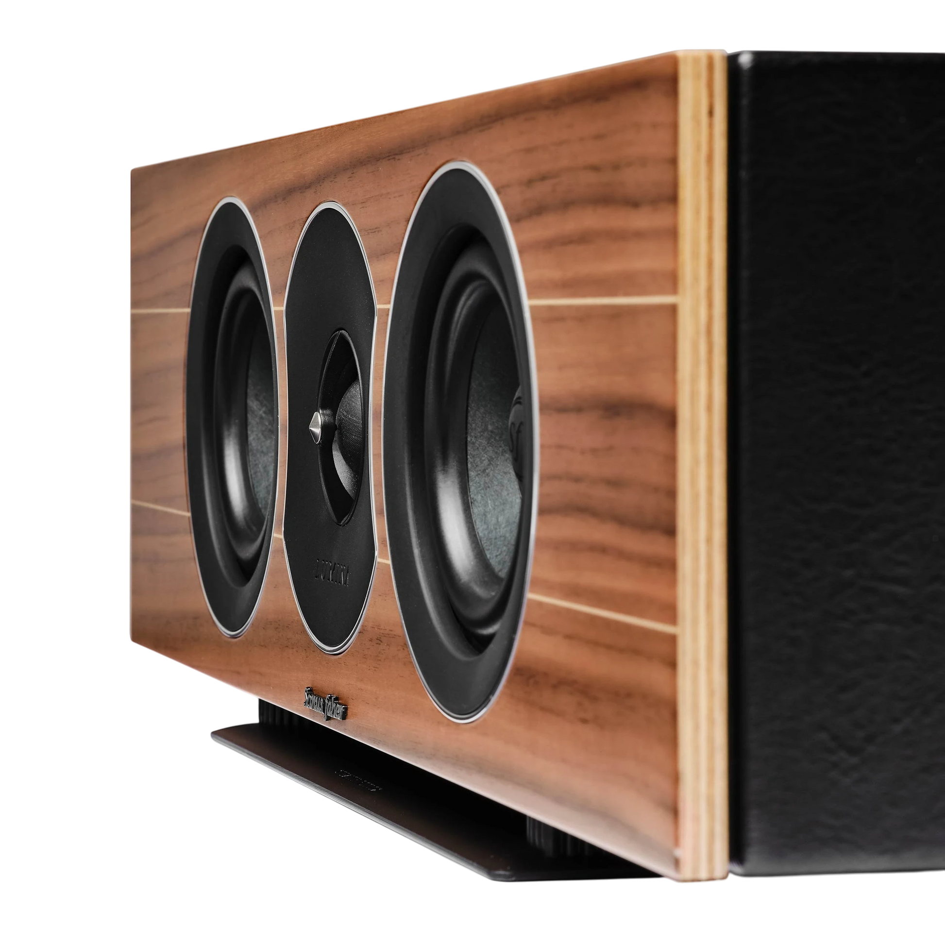 Salon 1 Audio Sonus faber Lumina Center I speaker in walnut wood finish with black leather and dual drivers