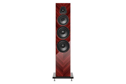 Salon 1 Audio Sonus faber Lumina V Amator floorstanding speaker in walnut wood finish with black leather front panel