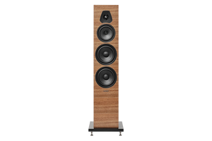 Salon 1 Audio Sonus faber Lumina V floorstanding speaker in walnut wood finish with black leather front baffle