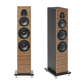 Salon 1 Audio Sonus faber Lumina V floorstanding speakers in walnut wood finish with black leather and three drivers.