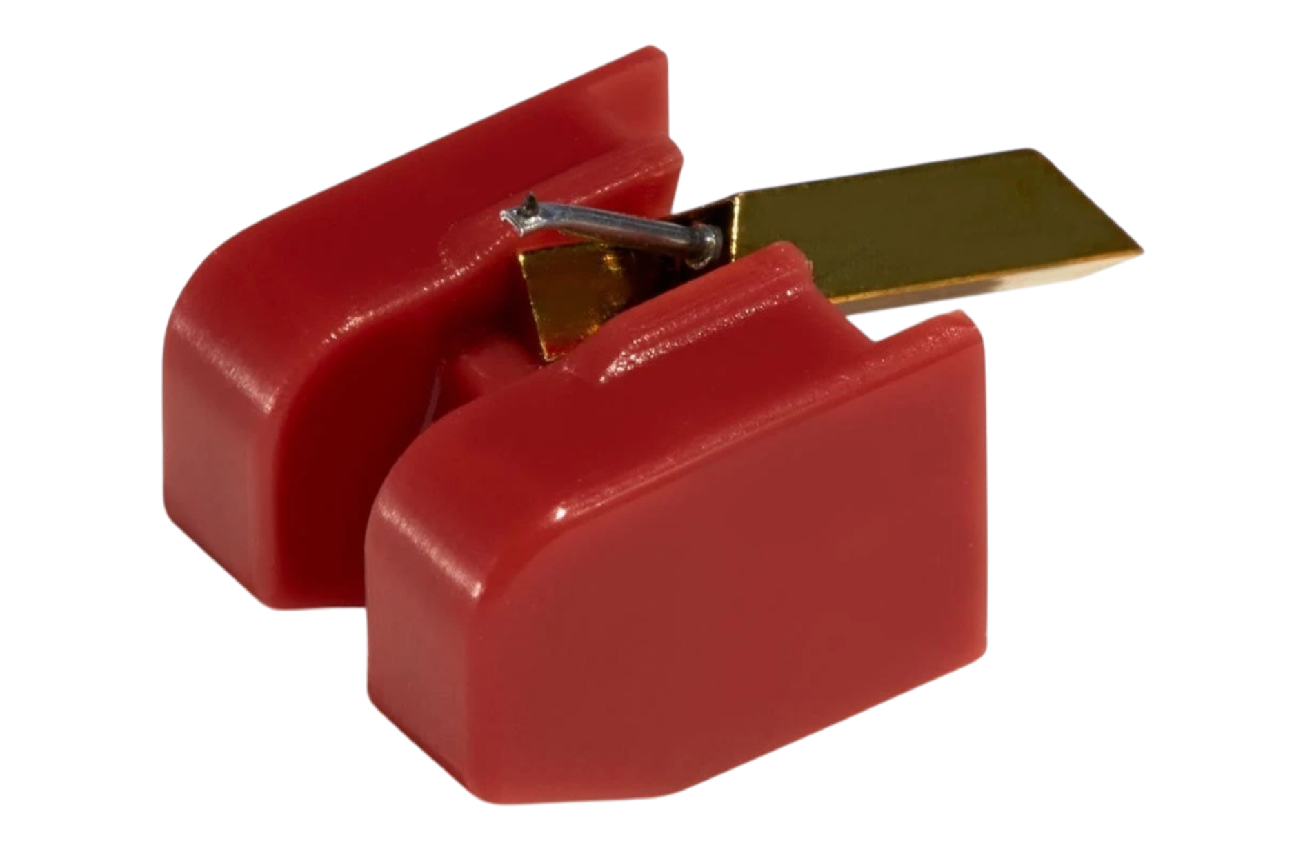 Salon 1 Audio Sumiko Moonstone moving magnet phono cartridge with a red body and aluminum cantilever on white background