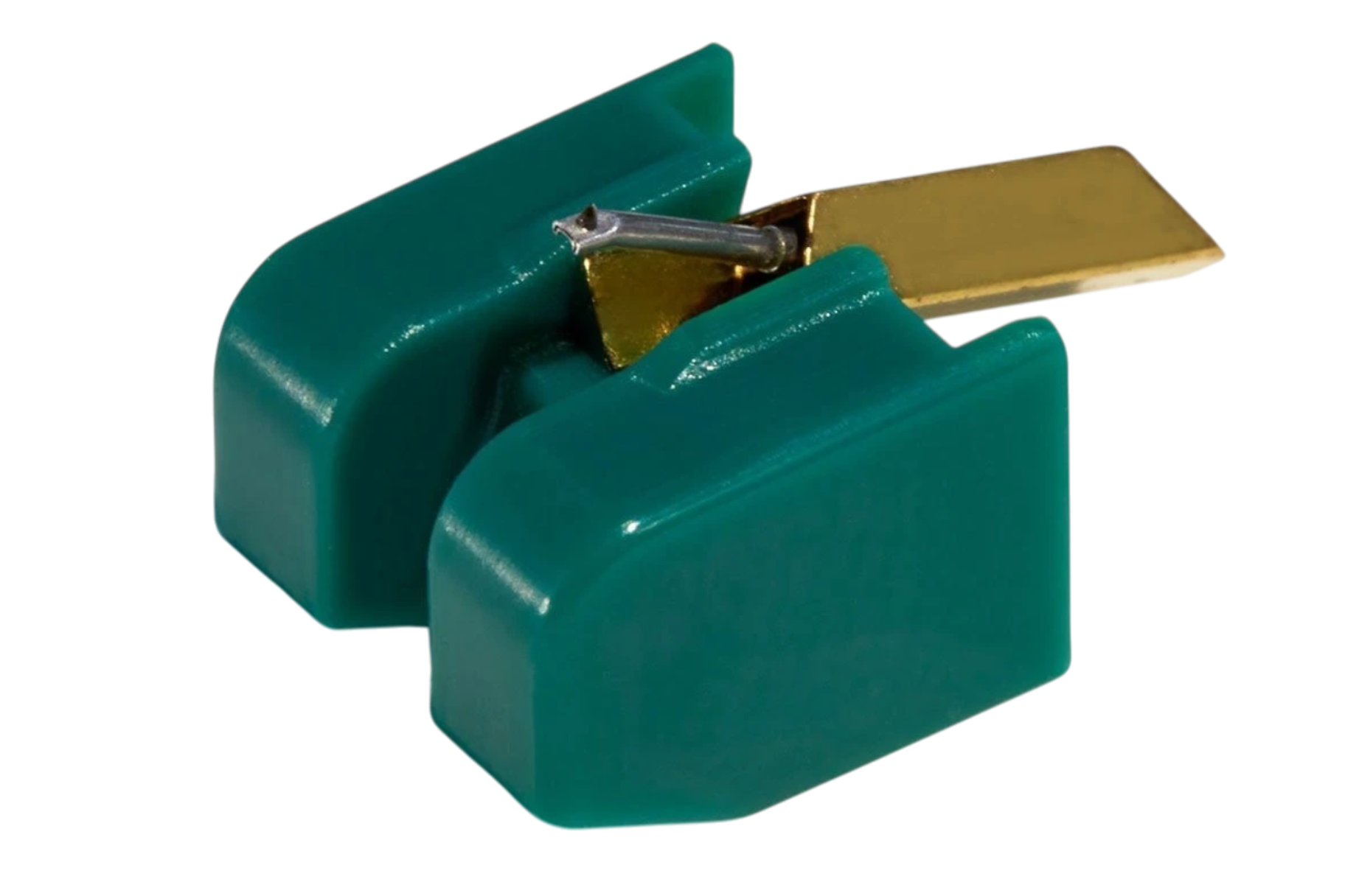 Salon 1 Audio Sumiko Olympia moving magnet phono cartridge with a green body and gold-tone cantilever on black background