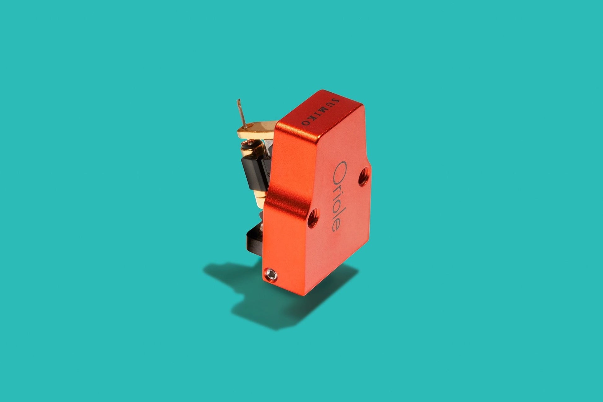 Salon 1 Audio Sumiko Oriole low output moving coil cartridge with orange open-body design and nude Shibata stylus.