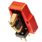 Salon 1 Audio Sumiko Oriole low output moving coil cartridge with a red open-body design and gold accents.