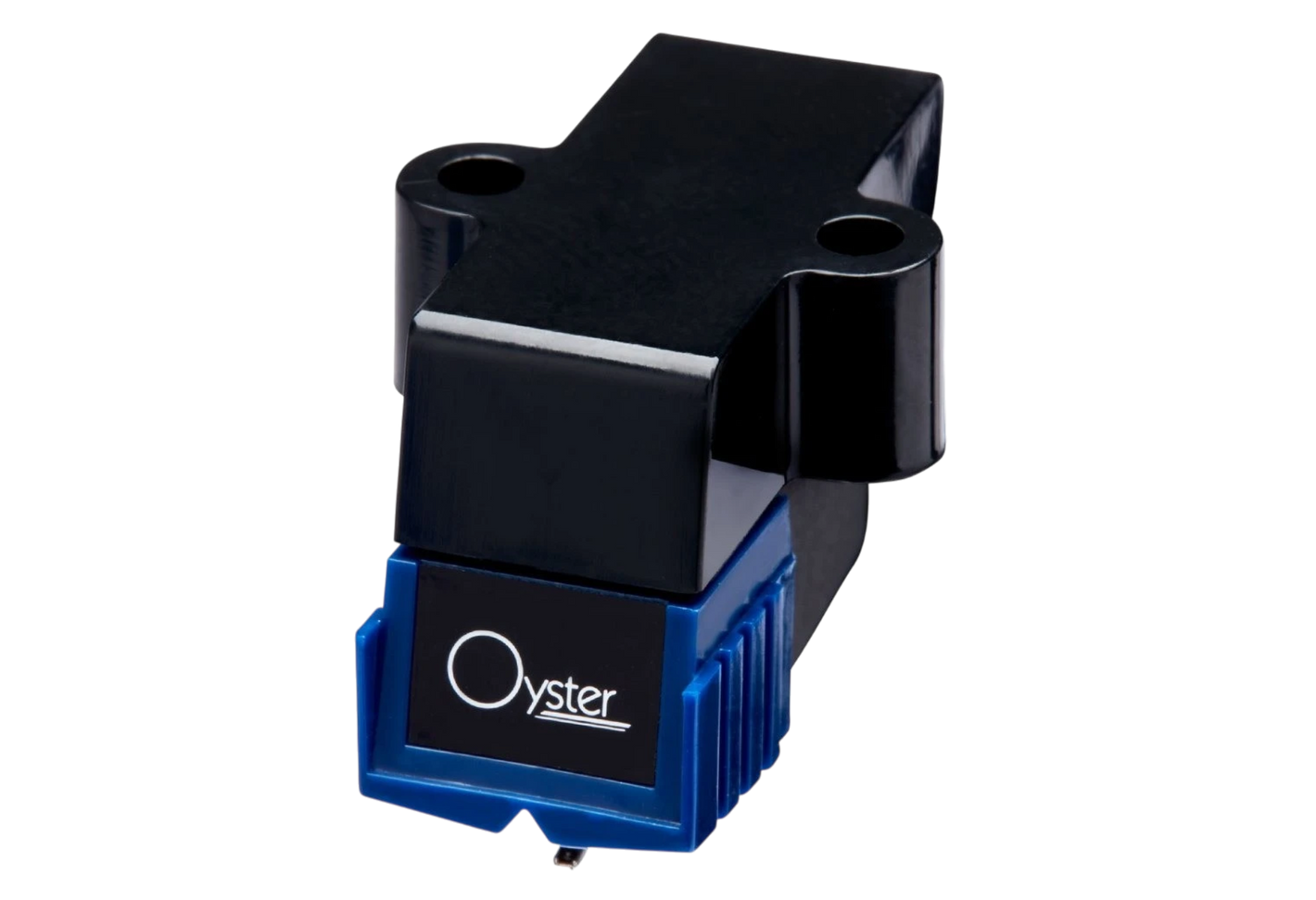 Salon 1 Audio Sumiko Oyster moving magnet phono cartridge with a black body and blue stylus housing on a white background