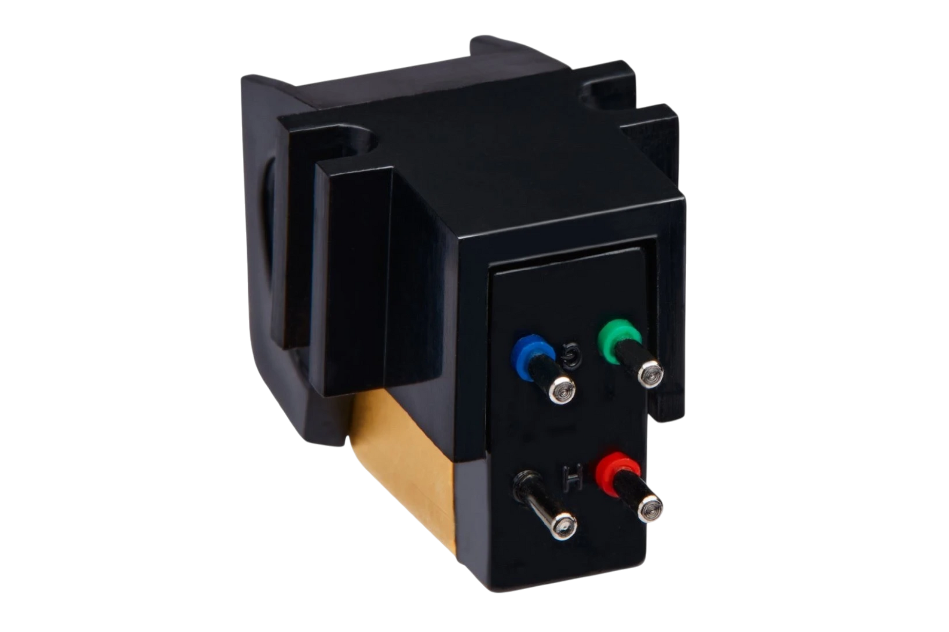 Salon 1 Audio Sumiko Pearl moving magnet phono cartridge showing rear connection pins and gold-toned body detail