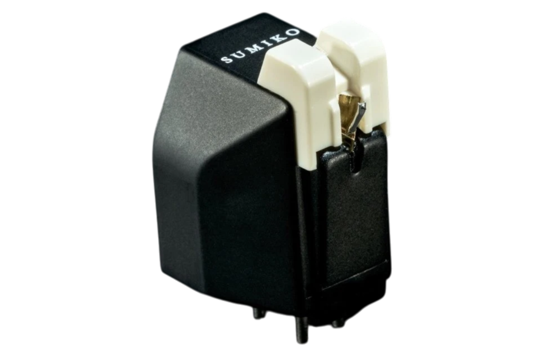 Salon 1 Audio Sumiko Rainier moving magnet phono cartridge in black and white, featuring a precision elliptical stylus.