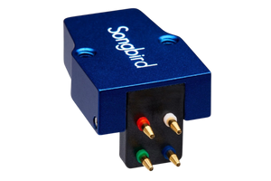 Salon 1 Audio Sumiko Songbird High output moving coil cartridge in blue with four color-coded connection pins