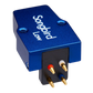 Salon 1 Audio Sumiko Songbird Low moving coil phono cartridge in blue with gold pins on a white background.