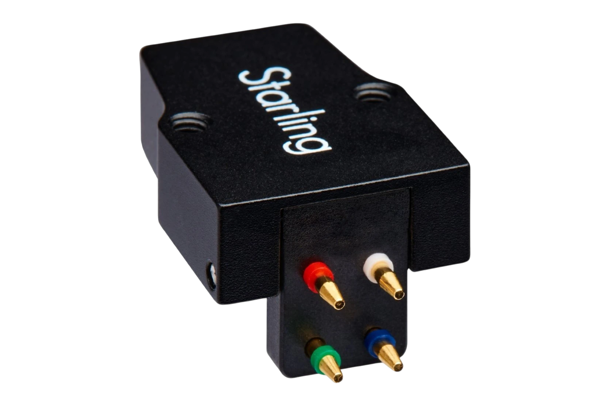 Salon 1 Audio Sumiko Starling low output moving coil cartridge with black open-body design and color-coded pins.