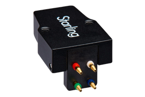 Salon 1 Audio Sumiko Starling low output moving coil cartridge with black open-body design and color-coded pins.