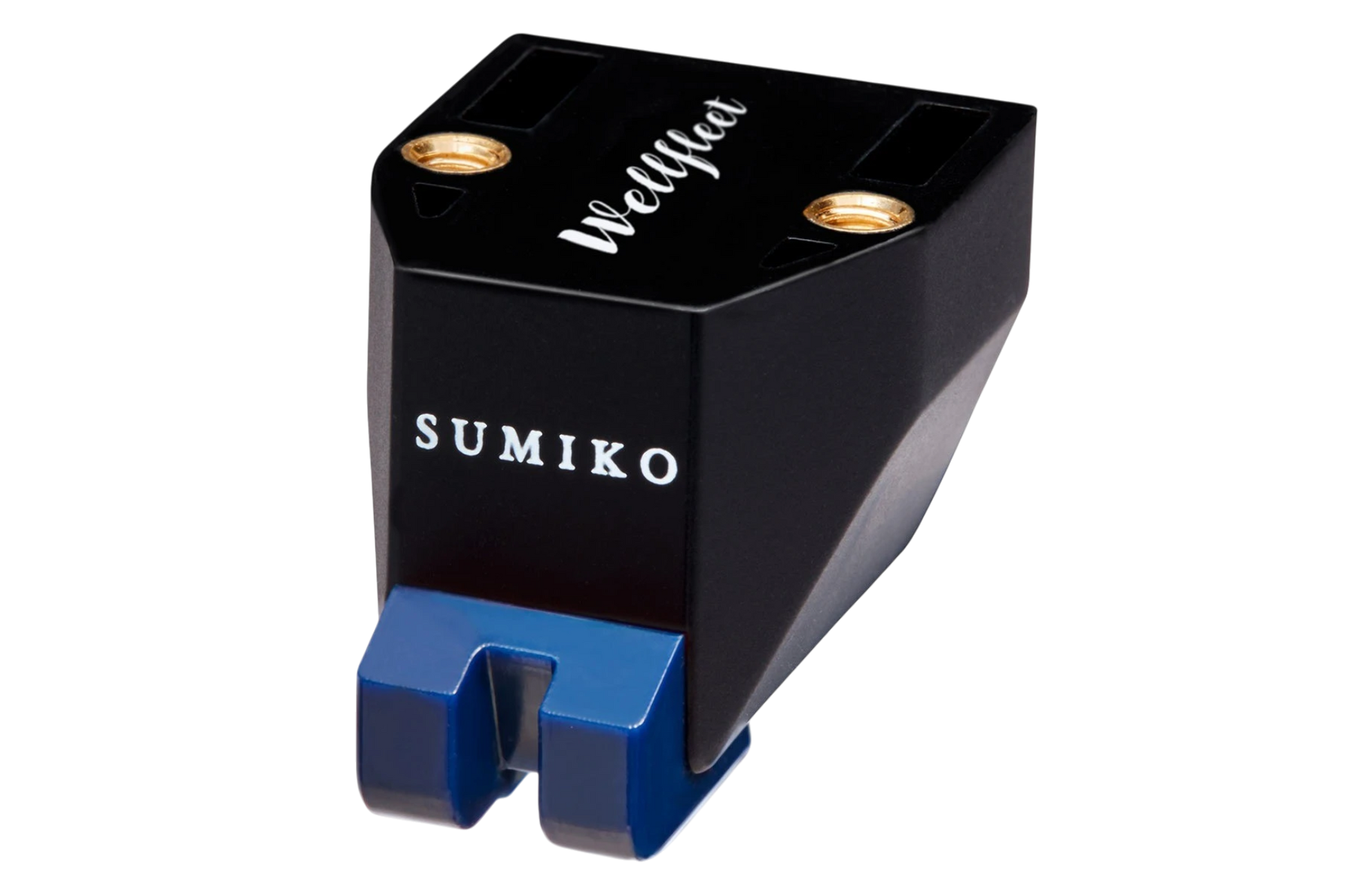 Salon 1 Audio Sumiko Wellfleet moving magnet phono cartridge with a black body and blue stylus assembly.