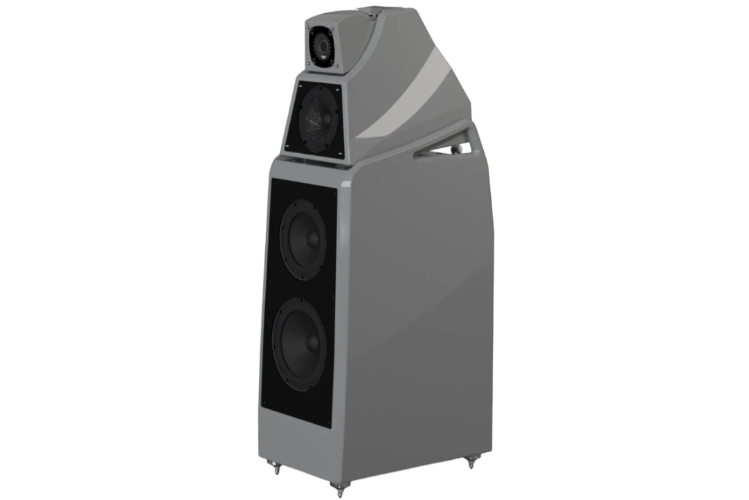 Salon 1 Audio Wilson Audio Alexia V floorstanding speaker in a sleek grey finish with advanced driver configuration.