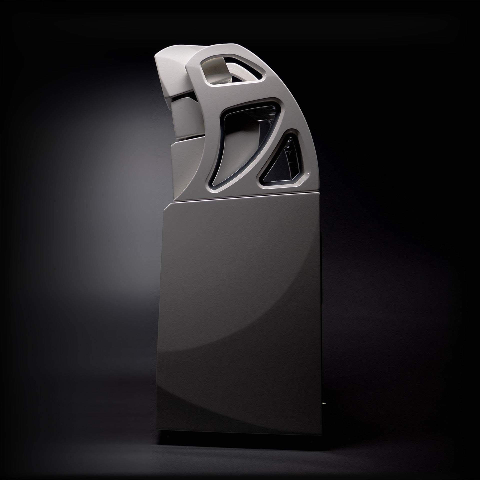 Salon 1 Audio Wilson Audio Alexx V floorstanding speaker in a sleek side profile view against a dark background.