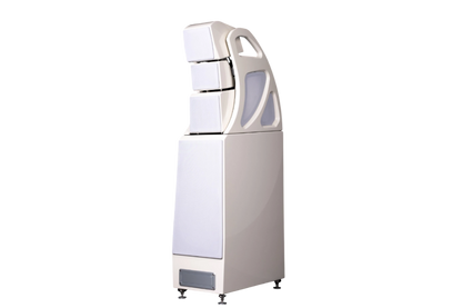 Salon 1 Audio Wilson Audio Alexx V floorstanding speaker in a sleek white finish with an open architecture gantry.