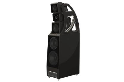 Salon 1 Audio Wilson Audio Alexx V floorstanding speaker in a sleek black finish with adjustable driver modules.