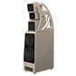 Salon 1 Audio Wilson Audio Alexx V floorstanding speaker in a glossy ivory finish with an open gantry design.