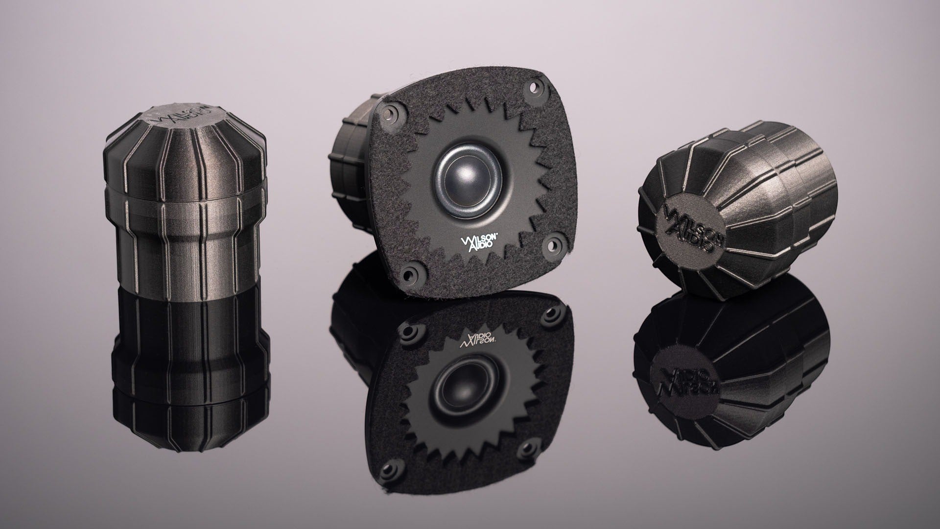 Salon 1 Audio Wilson Audio Convergent Synergy Carbon tweeter and rear-wave chambers on a reflective surface