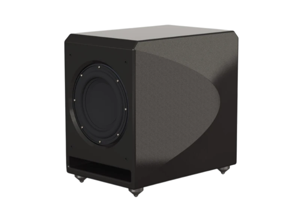 Salon 1 Audio Wilson Audio Loke active subwoofer in a sleek black finish with a 10-inch long-throw driver
