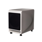 Salon 1 Audio Wilson Audio Lōkē compact active subwoofer in a glossy white finish with a black front grille.