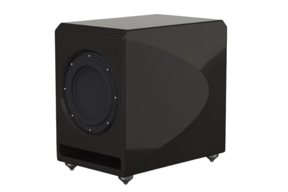 Salon 1 Audio Wilson Audio Loke active subwoofer in a sleek black finish with a 10-inch long-throw driver.