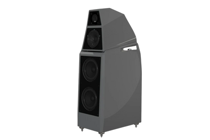 Salon 1 Audio Wilson Audio Sasha V floorstanding speaker in a sleek grey finish with a multi-driver modular design.
