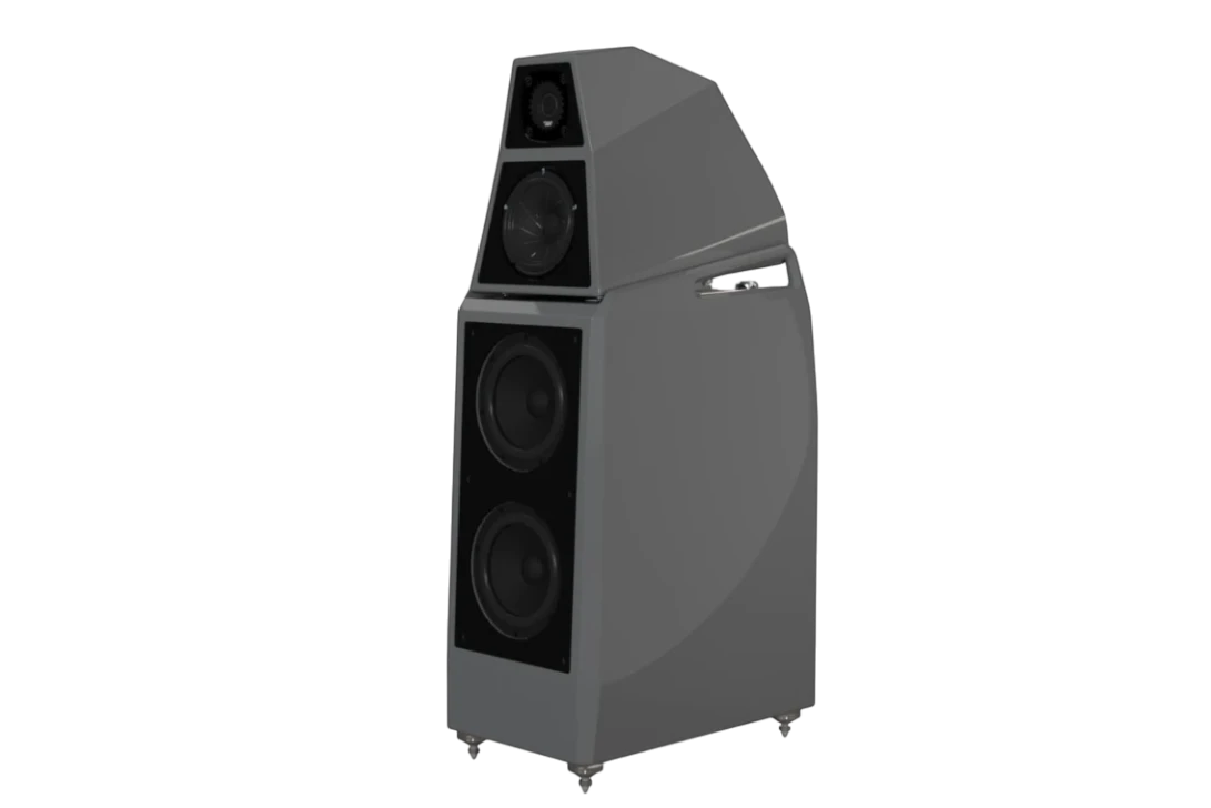Salon 1 Audio Wilson Audio Sasha V floorstanding speaker in a sleek grey finish, featuring a 3-way driver configuration.