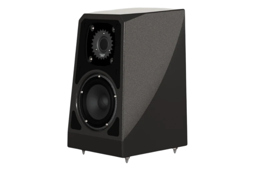 Salon 1 Audio Wilson Audio TuneTot high-performance bookshelf speaker in a sleek black finish with asymmetrical design.