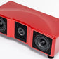 Salon 1 Audio Wilson Audio WASAE center channel speaker in a glossy red finish with dual mid-woofers and a tweeter.