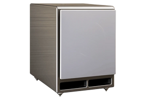 Salon 1 Audio Wilson Audio WATCHDOG II powered subwoofer in Desert Silver finish with front-firing port design.