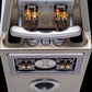 Salon 1 Audio Wilson Audio WATT/Puppy speaker rear view showing gold-plated terminals, handle, and bubble level.