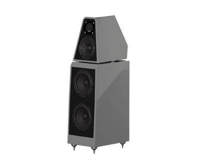 Salon 1 Audio Wilson Audio WATT/Puppy floorstanding speaker in a sleek grey finish with high-end driver configuration.